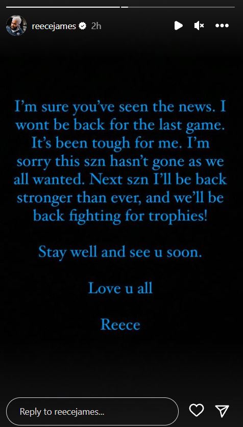 Reece James breaks silence following injury and failed 2022/23 season 
